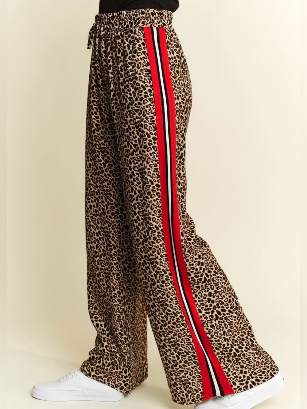 Jade by Jane Leopard Wide Leg Track Pants Red Varsity Stripe Lounge Blokecore